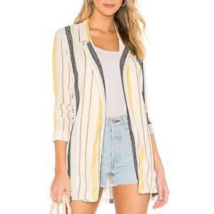 Beach Riot Blake Striped White Yellow Black Collared Oversized Blazer SZ SMALL